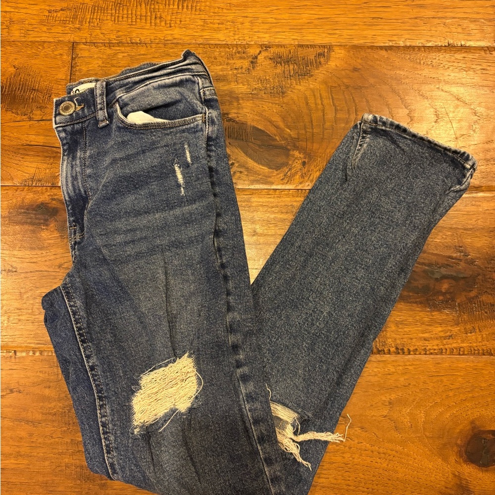 SO Blue LowRise Boyfriend Jeans with Distressed Details
